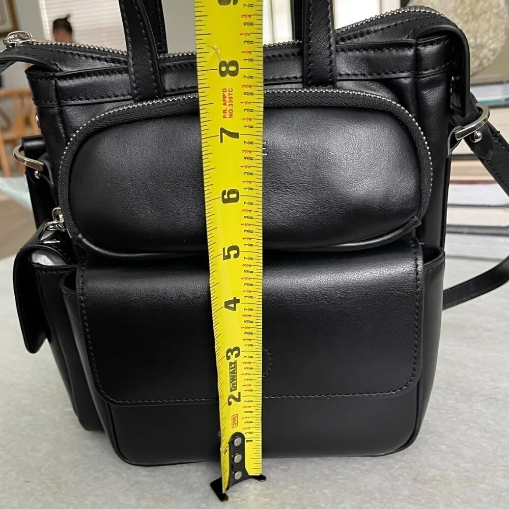 Versace Black Men's Leather multi-compartment messenger‎ shoulder bag 1012234
